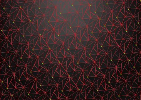 Abstract black background with worn neon triangles and red lights Stock Illustration