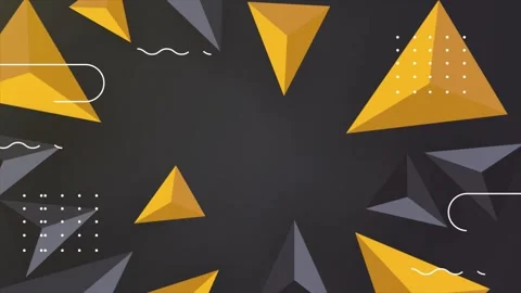 Abstract black background with yellow and black 3d polygonal shapes animation. Stock-Footage 258325635