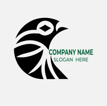 Abstract black bird logo with diamond eye Stock Illustration