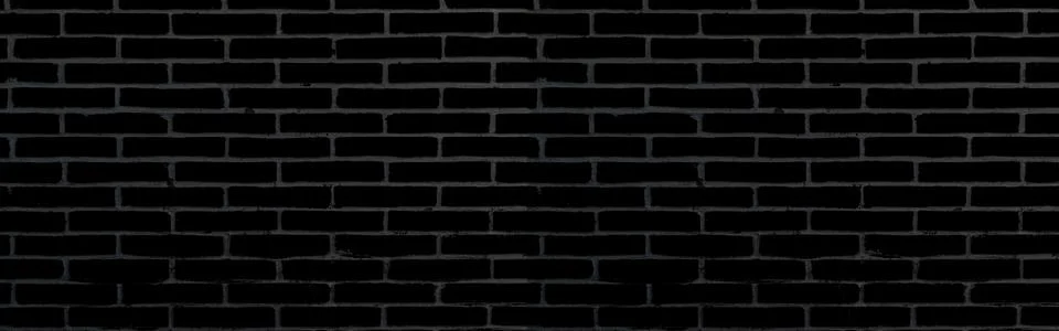 Abstract black brick wall texture for background or wallpaper design. panoram Stock Photos