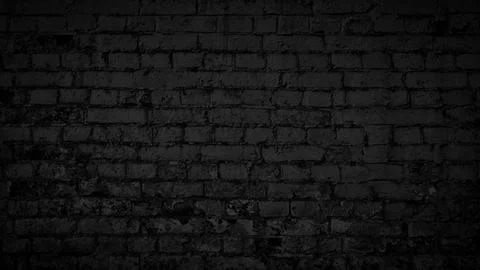 Abstract Black brick wall texture for pattern background. wide panorama pictu Foto stock