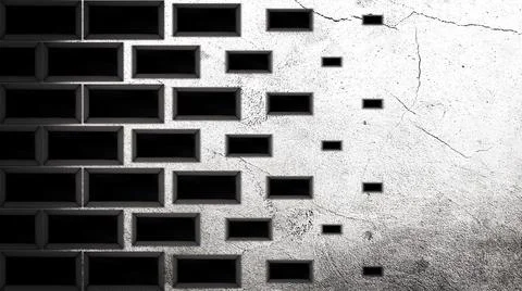 Abstract black bricks appearing and forming a wall on grey background. Animation Illustrazione stock