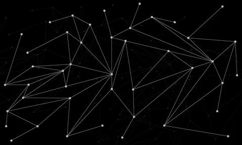 Abstract black bright technology vector background. Low poly, Molecule And Co Illustrazione stock