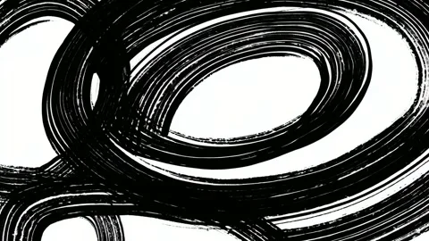 Abstract black brush stroke swirl background with looping hand drawn digita.. 库存影片 342041408