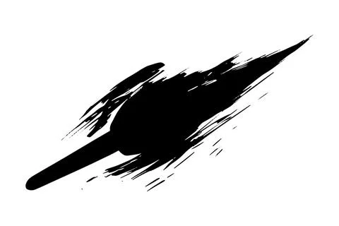 Abstract Black Brush Stroke Texture Paint Splatter Design on White Background イラスト素材