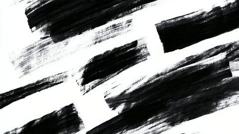 Abstract black brush strokes on white background, hand drawn digital backgr.. Stock Footage 342046679