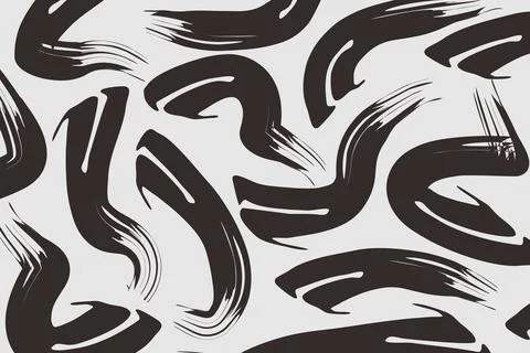 Abstract Black Brushstroke Pattern Background on White JPG-EPS Ilustración de archivo