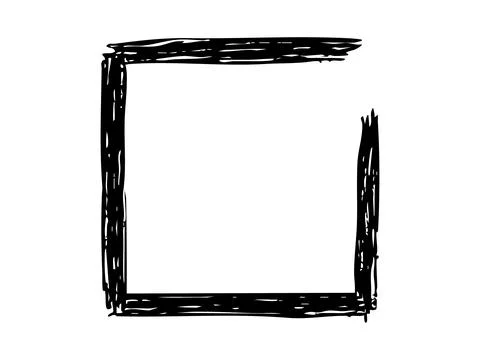 Abstract black brushstroke square frame on white background. concept of art Stock Illustration