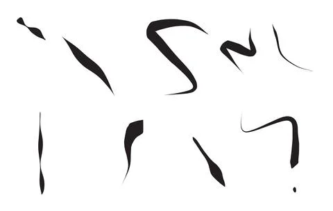 Abstract black calligraphic brush strokes for dynamic artistic design element Illustrazione stock