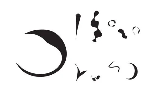 Abstract black calligraphic strokes and ink blobs on transparent background s 库存插图