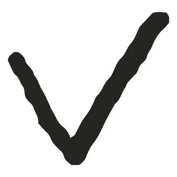 Abstract black check mark, hand drawn with pencil or marker, jagged line. Stock Illustration