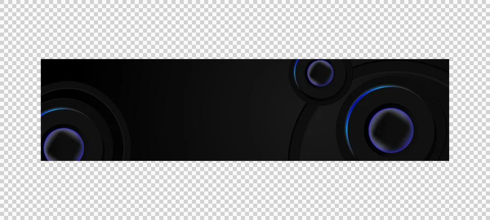 Abstract black circle dimensional horizontal banner background with blue ne.. Stock Illustration