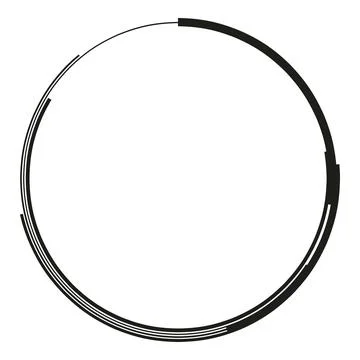 Abstract black circle frame element line art Stock Illustration