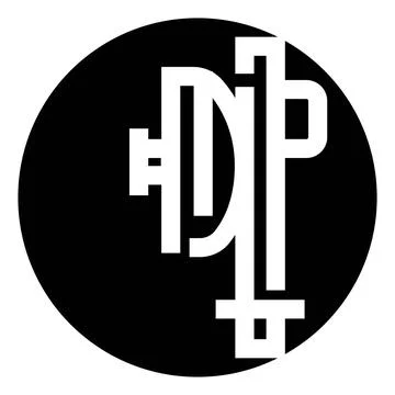 Abstract black circle logo with white typography 스톡 일러스트