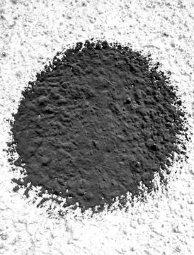 Abstract Black Circle Paint Spot on Rough Plaster Background Stock Photos