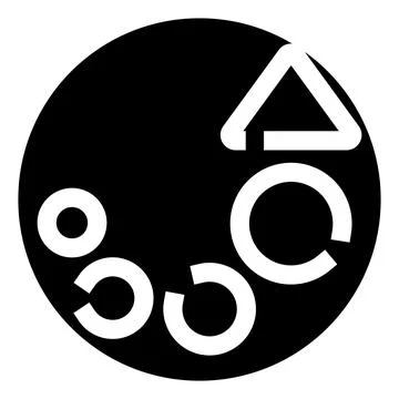 Abstract black circle with white geometric elements 스톡 일러스트