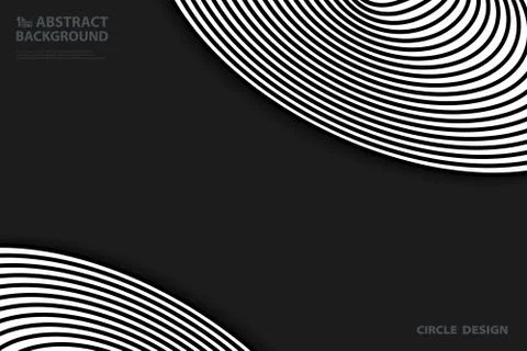 Abstract black circles pattern shape on dark background. illustration vector Illustrazione stock