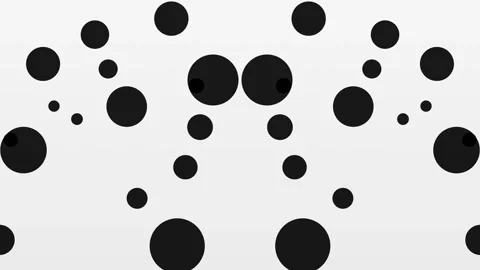 Abstract black circles on white background create a unique, organic pattern Stock Footage 327942483