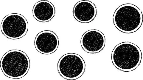 Abstract Black Circles on White Background Stock Illustration