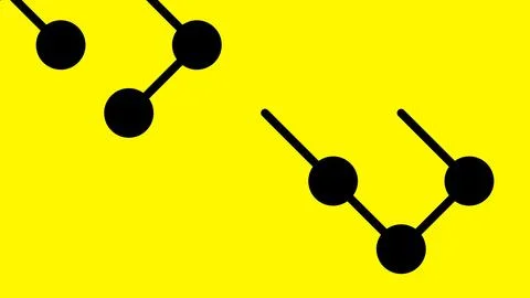 Abstract Black Circuit Pattern On Yellow 库存插图