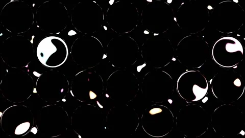 Abstract Black Circular Grid Pattern with Glossy Colorful Light Reflections Video stock 344374464
