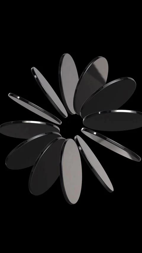 Abstract black circular shapes floating in space with reflective surfaces a.. Video stock 328005792