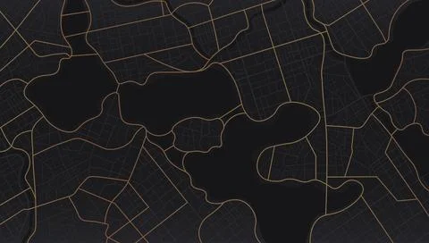 Abstract black city map pattern with golden street lines. Vector illustration Stockillustratie