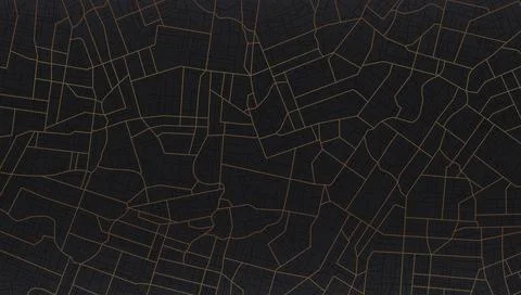 Abstract black city map pattern with golden street lines. Vector illustration Stock Illustration