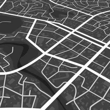 Abstract black city map. Print with town topography. City residential distric Stock Illustration