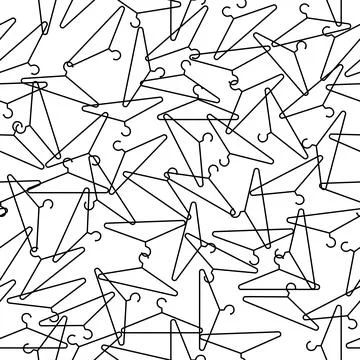 Abstract Black Cloth Hanger Vector Seamless Pattern Stock Illustration