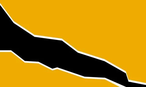Abstract black crack on yellow background with white outline vector illustr.. Stock Illustration
