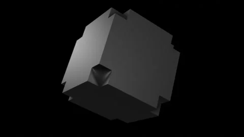 Abstract black cube. Transformation plus form. Looped animation. 3d rendering. Stock Footage 150554982