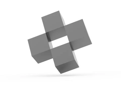 Abstract black cubes icon concept rendered on white background Stock Illustration