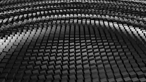Abstract black cubic wave surface in motion. 3d animation with box particles. Video stock 126888644