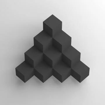 Abstract black cubical object over white イラスト素材