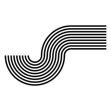 Abstract black curved lines creating a dynamic flow Stock Illustration