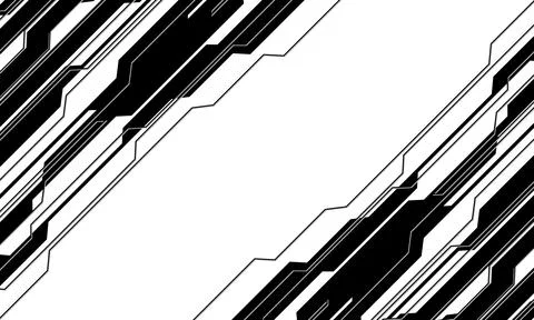 Abstract black cyber geometric dynamic on white with blank space futuristic Stock Illustration