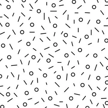 Abstract black dash lines and circles pattern isolated on white background. Stock Illustration