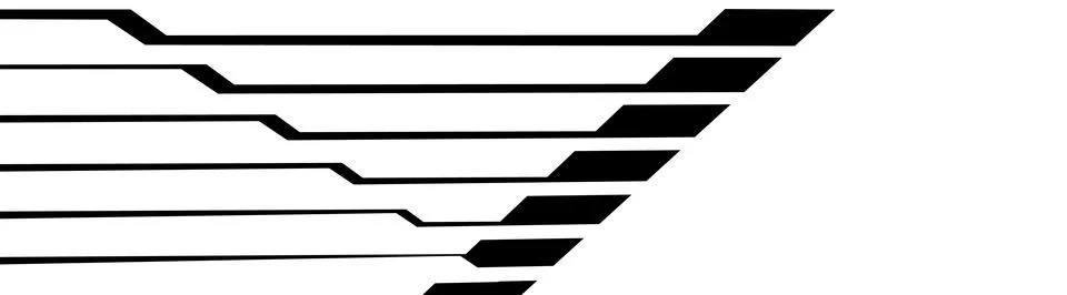 Abstract black diagonal line pattern with stepped geometric bars on white Stock Illustration