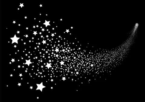 Abstract Black Falling Star Vector - Shooting Star with Elegant Star Trail 스톡 일러스트