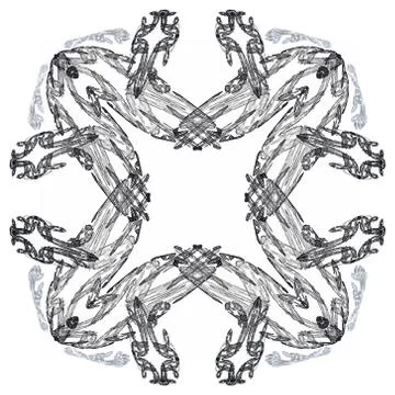Abstract black floral pattern isolated on white background. Stock Illustration