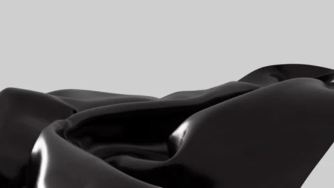 Abstract black flowing fabric waves motion texture elegant dark Stock Footage 345145524