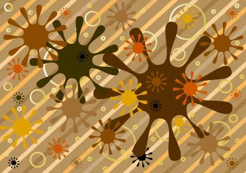 Abstract black forms on a striped background. Stock Illustration