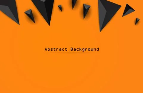 Abstract Black geometric 3D background. Vector Illustration on Orange backgro 스톡 일러스트