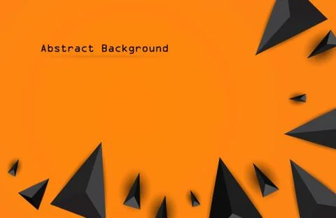 Abstract Black geometric 3D background. Vector Illustration on Orange backgro Stock Illustration
