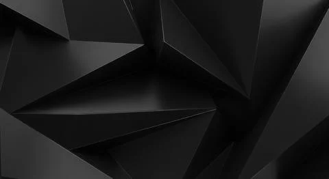 Abstract black geometric background with overlapping dark triangular shapes Illustrazione stock