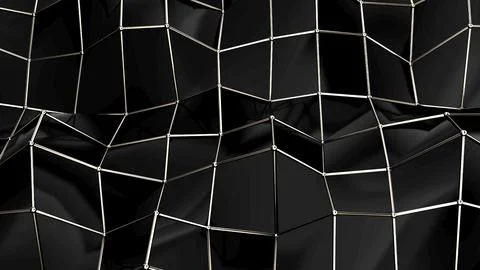 Abstract black geometric bumpy surface with kinks from glossy blocks and silver Stock Photos