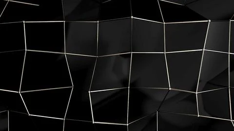 Abstract black geometric bumpy surface with kinks from glossy blocks and silver Stock Photos