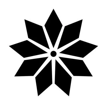 Abstract Black Geometric Eight-Point Starburst Flower Icon Isolated on Whit.. Stock Illustration
