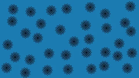 Abstract Black Geometric Flower Pattern on Blue Background for 2025 Design Stock Footage 344875511